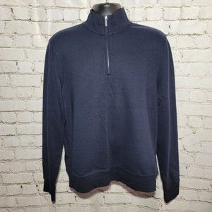 The Men's Store Bloomingdale's Sweater Size Medium Half Zip Fleece Pullover Blue